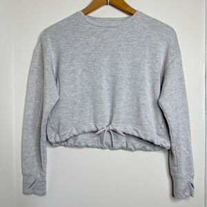 All in Motion Gray Cropped Sweatshirt Size XS Thumbholes Tie Hem Comfy